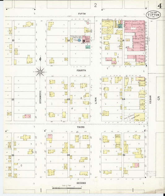 Sanborn Fire Insurance Map from Tipton, Cedar County, Iowa (1897), Sheet #0004 - Historic Sanborn Fire Insurance Map Print, vintage old map wall art