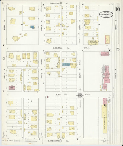 Sanborn Fire Insurance Map from Arkansas City, Cowley County, Kansas (1912), Sheet #0010 - Complete Map Set gallery image, historic Sanborn map, vintage wall art, Kansas Kansas