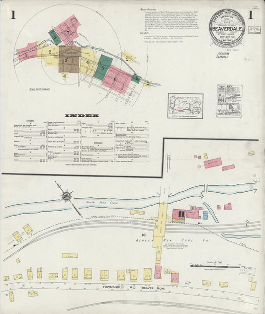 Sanborn Fire Insurance Map from Beaverdale, Cambria County, Pennsylvania (1923), Sheet #0001 - Historic Sanborn Fire Insurance Map Print, vintage old map wall art, antique decor, genealogy gift, Pennsylvania Pennsylvania map