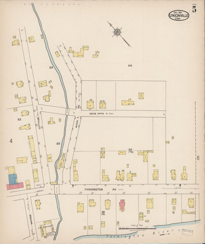 Sanborn Fire Insurance Map from Unionville, Hartford County, Connecticut (1921), Sheet #0005 - Complete Map Set gallery image, historic Sanborn map, vintage wall art, Connecticut Connecticut