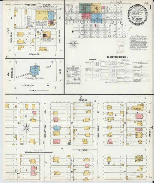 Sanborn Fire Insurance Map from La Junta, Otero County, Colorado (1900), Sheet #0001 - Complete Map Set gallery image, historic Sanborn map, vintage wall art, Colorado Colorado