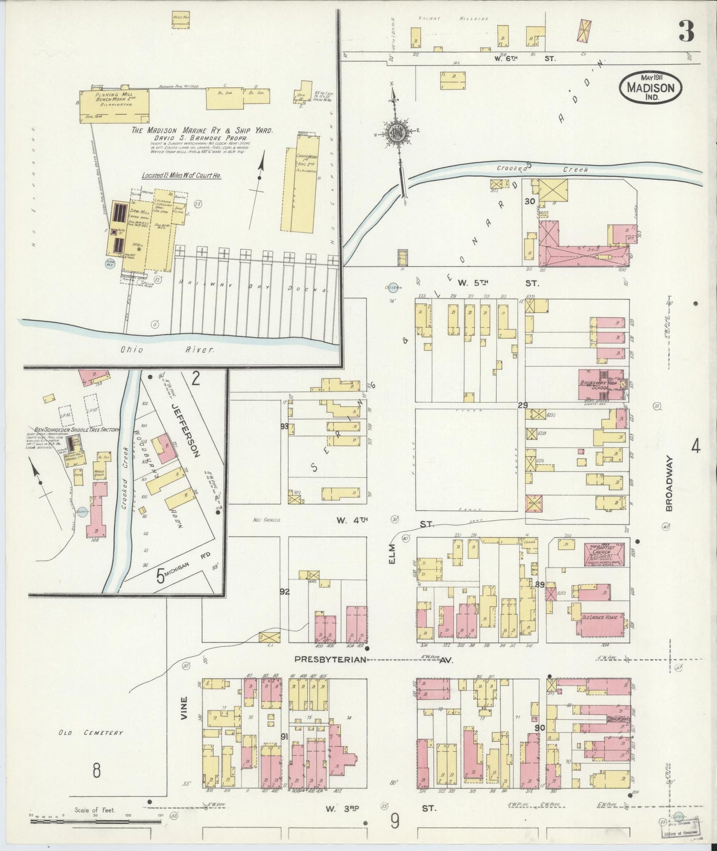 Sanborn Fire Insurance Map from Madison, Jefferson County, Indiana (1911), Sheet #0002 - Complete Map Set gallery image, historic Sanborn map, vintage wall art, Indiana Indiana