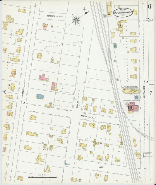 Sanborn Fire Insurance Map from Oconomowoc, Waukesha County, Wisconsin (1902), Sheet #0006 - Historic Sanborn Fire Insurance Map Print, vintage old map wall art, antique decor, genealogy gift, Wisconsin Wisconsin map