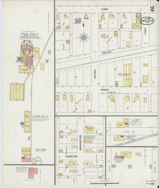 Sanborn Fire Insurance Map from Swayzee, Grant County, Indiana (1898), Sheet #0002 - Historic Sanborn Fire Insurance Map Print, vintage old map wall art, antique decor, genealogy gift, Indiana Indiana map