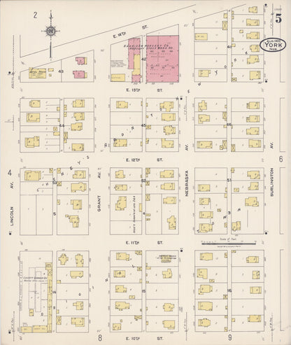 Sanborn Fire Insurance Map from York, York County, Nebraska (1922), Sheet #0005 - Complete Map Set gallery image, historic Sanborn map, vintage wall art, Nebraska Nebraska