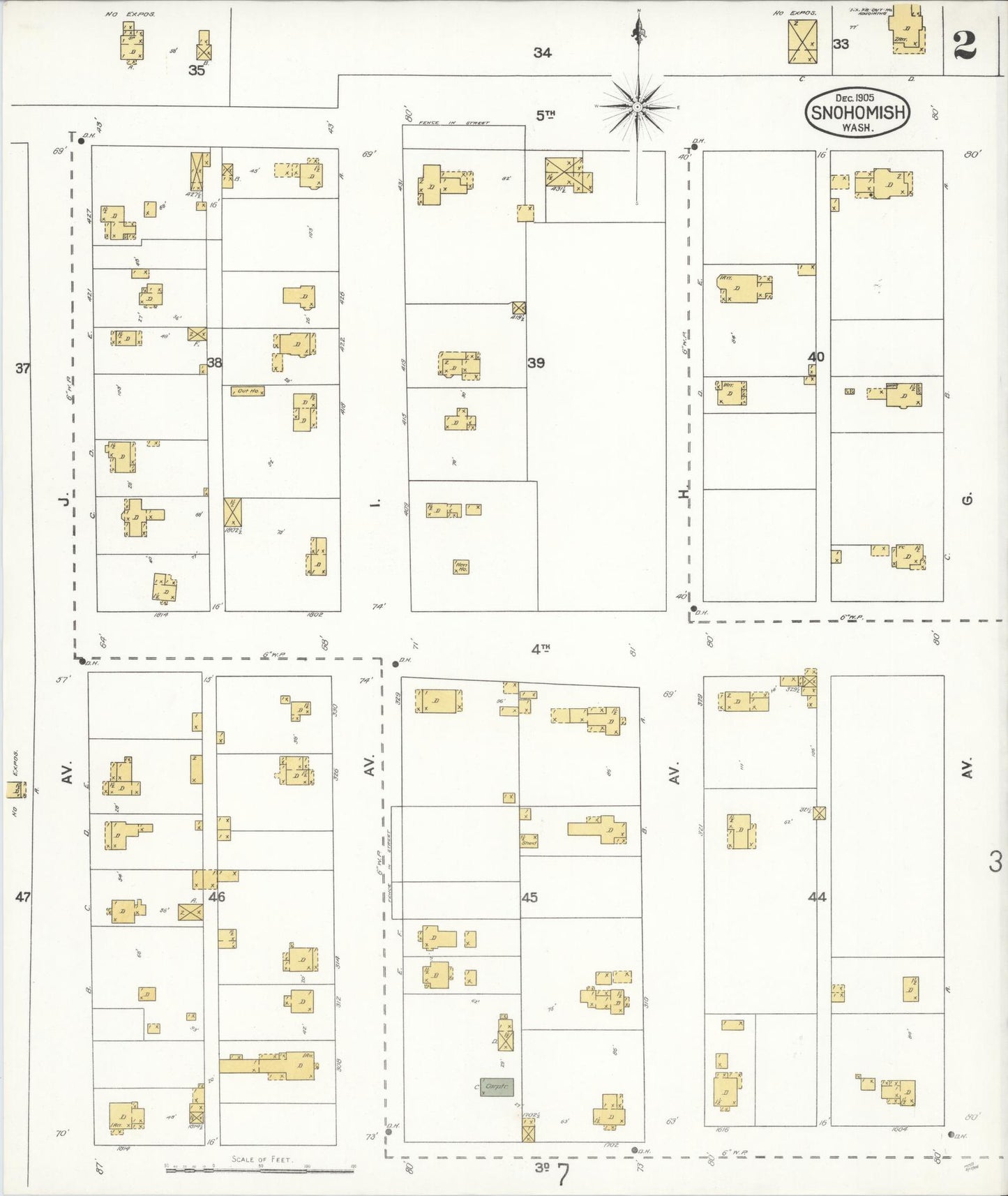 Sanborn Fire Insurance Map from Snohomish, Snohomish County, Washington (1905), Sheet #0002 - Complete Map Set gallery image, historic Sanborn map, vintage wall art, Washington Washington