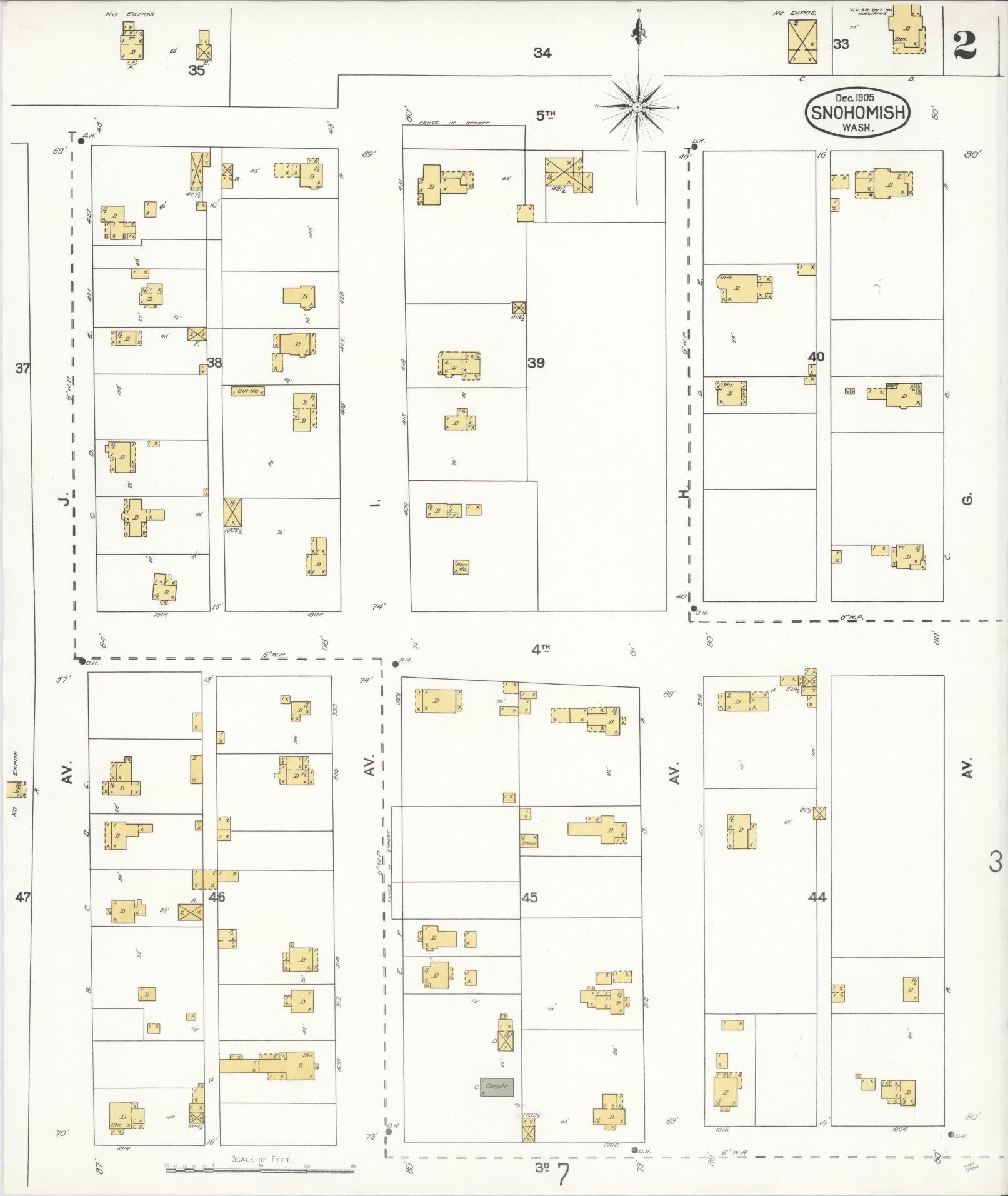 Sanborn Fire Insurance Map from Snohomish, Snohomish County, Washington (1905), Sheet #0002 - Complete Map Set gallery image, historic Sanborn map, vintage wall art, Washington Washington