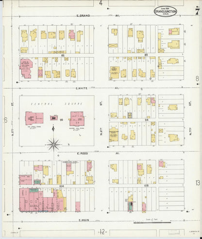 Sanborn Fire Insurance Map from Grand Junction, Mesa County, Colorado (1904), Sheet #0007 - Complete Map Set gallery image, historic Sanborn map, vintage wall art, Colorado Colorado