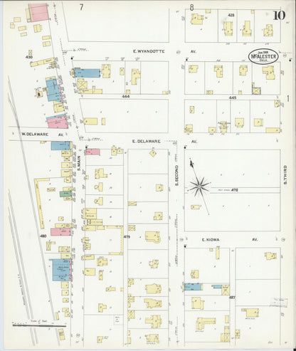 Sanborn Fire Insurance Map from McAlester, Pittsburg County, Oklahoma (1908), Sheet #0010 - Complete Map Set gallery image, historic Sanborn map, vintage wall art, Oklahoma Oklahoma
