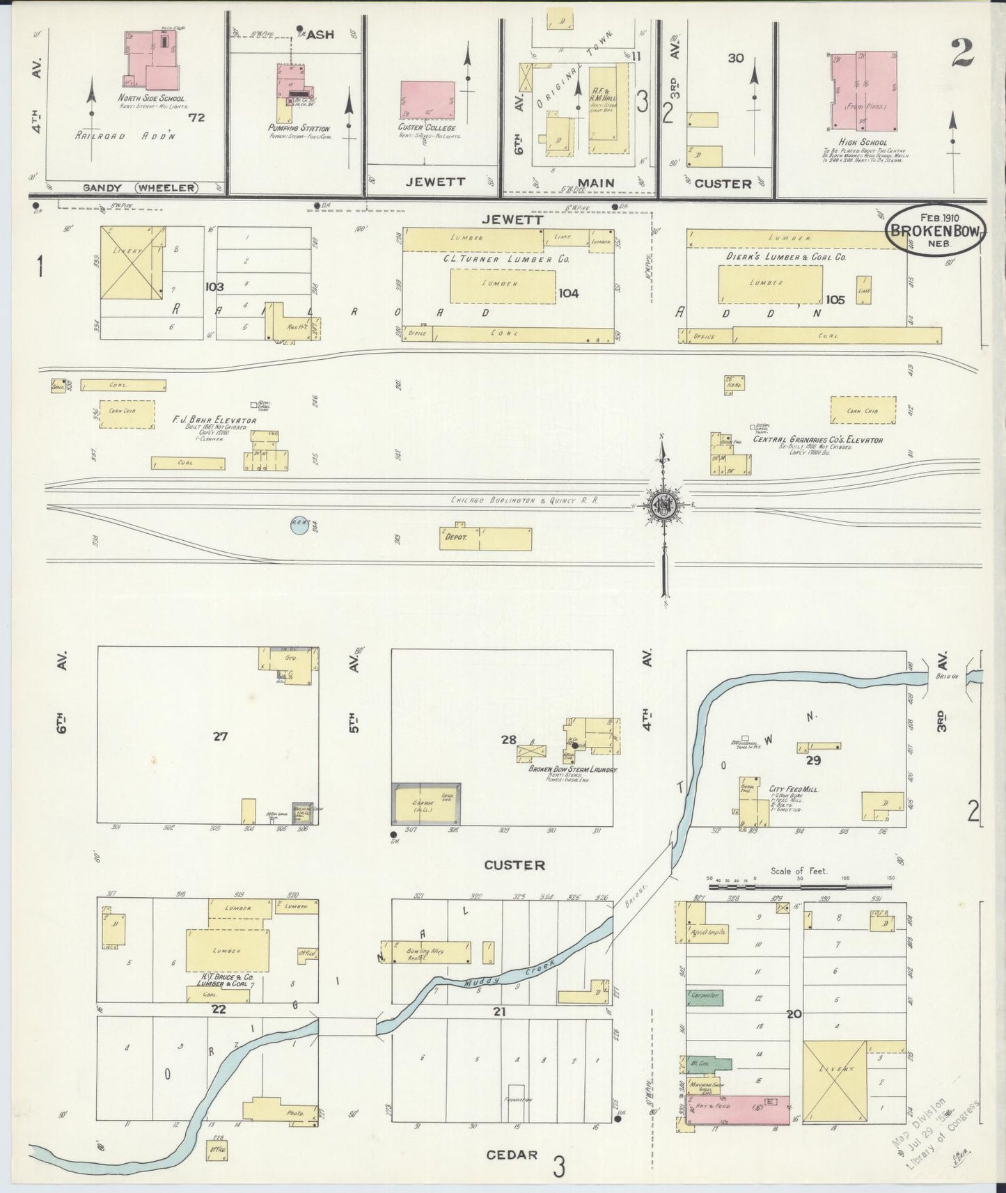 Sanborn Fire Insurance Map from Broken Bow, Custer County, Nebraska (1910), Sheet #0002 - Complete Map Set gallery image, historic Sanborn map, vintage wall art, Nebraska Nebraska