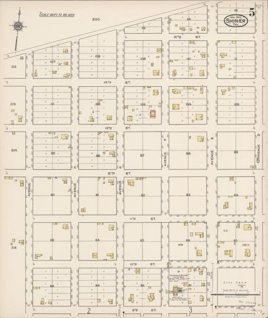 Sanborn Fire Insurance Map from Shiner, Lavaca County, Texas (1922), Sheet #0005 - Historic Sanborn Fire Insurance Map Print, vintage old map wall art, antique decor, genealogy gift, Texas Texas map