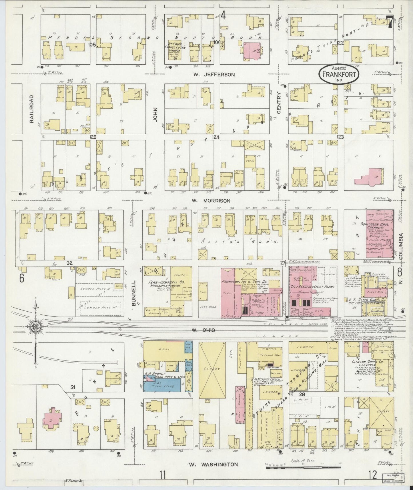 Sanborn Fire Insurance Map from Frankfort, Clinton County, Indiana (1912), Sheet #0007 - Complete Map Set gallery image, historic Sanborn map, vintage wall art, Indiana Indiana