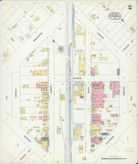 Sanborn Fire Insurance Map from Gardner, Grundy County, Illinois (1907), Sheet #0002 - Historic Sanborn Fire Insurance Map Print, vintage old map wall art, antique decor, genealogy gift, Illinois Illinois map