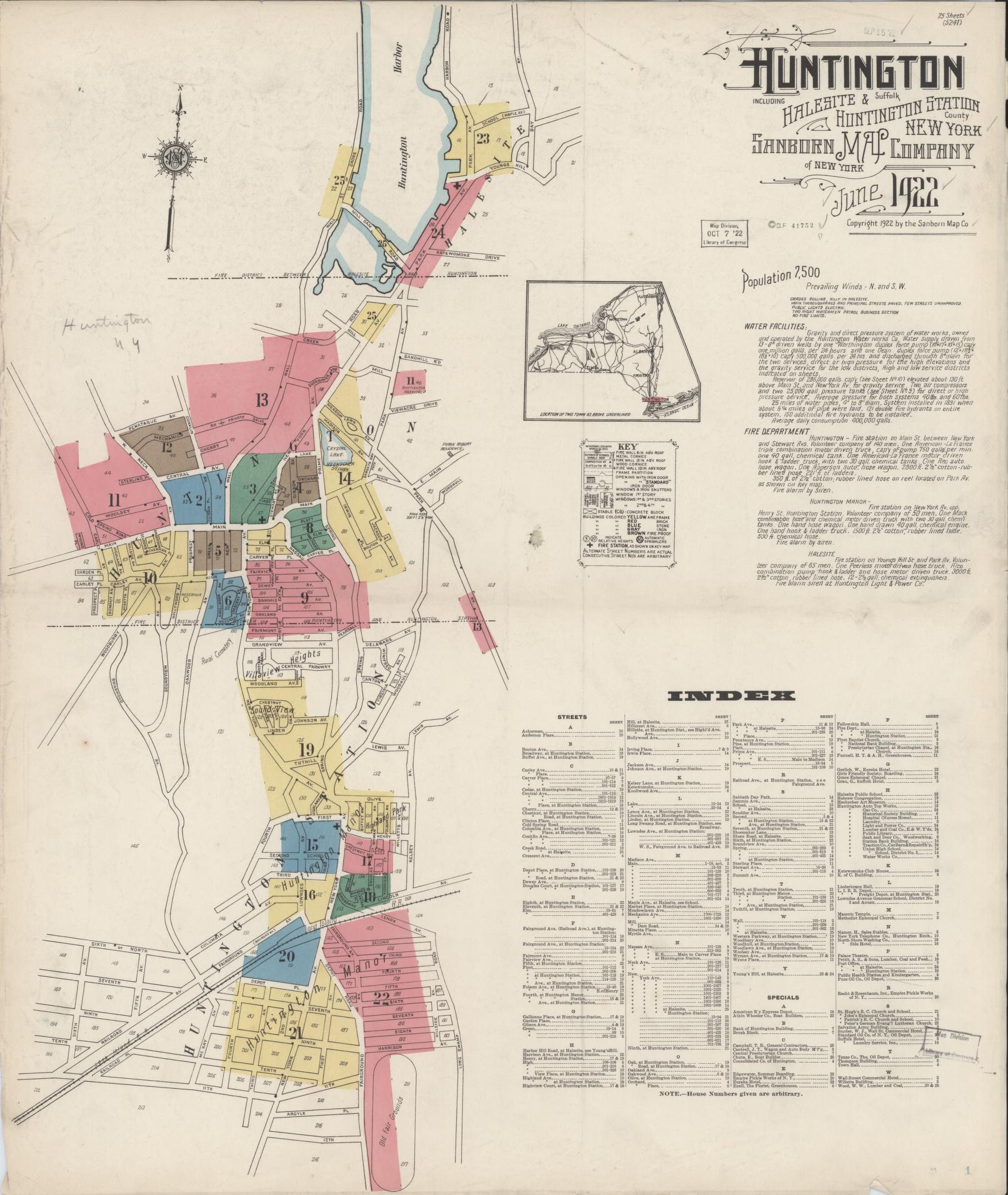 Sanborn Fire Insurance Map from Huntington, Suffolk County, New York. (1922) – Historic Sanborn Fire Insurance Map Print