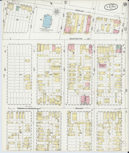 Sanborn Fire Insurance Map from Cairo, Alexander County, Illinois (1896), Sheet #0009 - Complete Map Set gallery image, historic Sanborn map, vintage wall art, Illinois Illinois