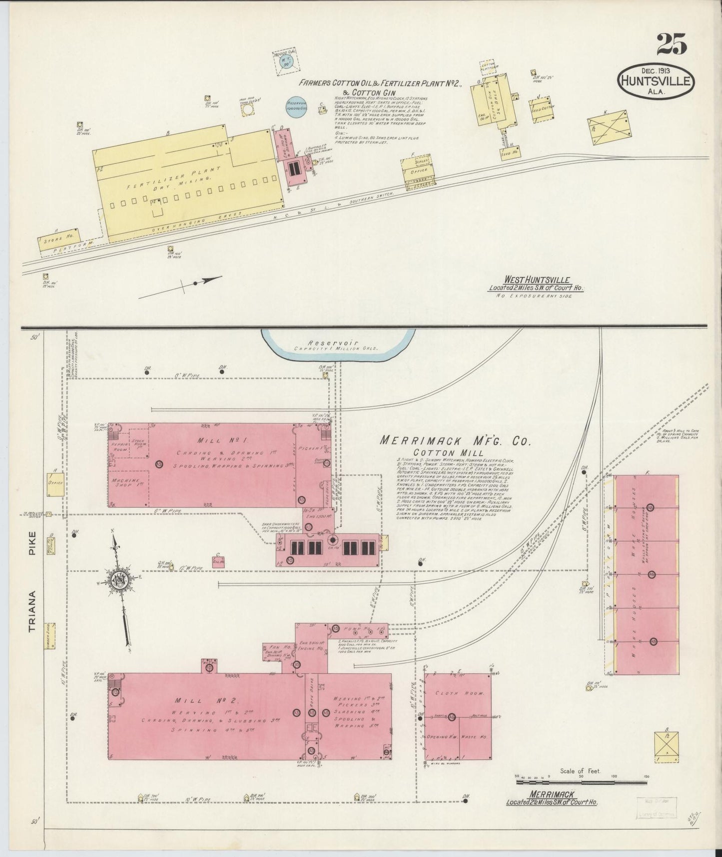Sanborn Fire Insurance Map from Huntsville, Madison County, Alabama (1913), Sheet #0025 - Complete Map Set gallery image, historic Sanborn map, vintage wall art, Alabama Alabama