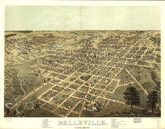 Belleville, St. Clair Co., Illinois 1867. (1867) – Historic Bird’s-Eye View Panorama Print