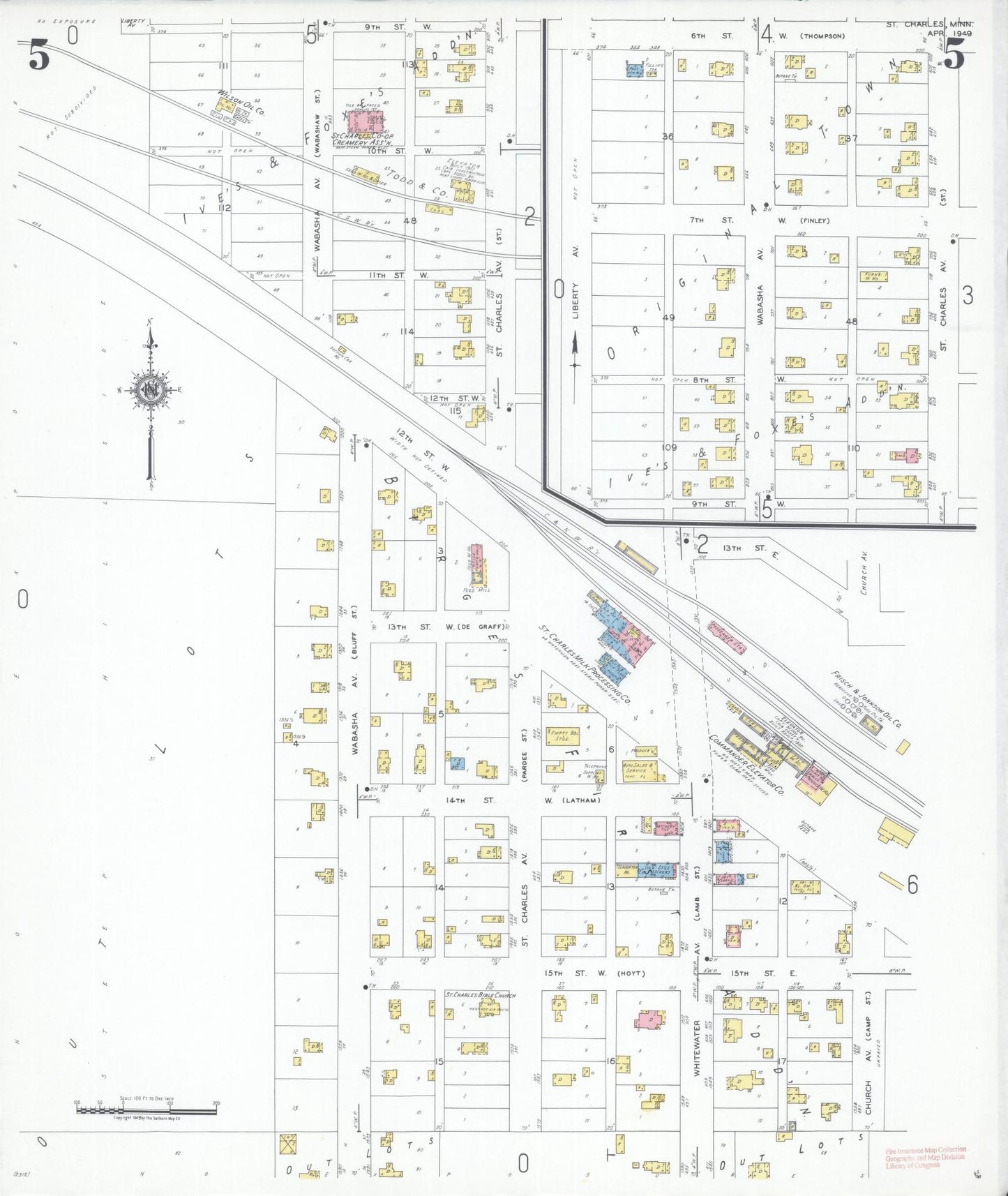 Sanborn Fire Insurance Map from Saint Charles, Winona County, Minnesota (1949), Sheet #0005 - Complete Map Set gallery image, historic Sanborn map, vintage wall art, Minnesota Minnesota