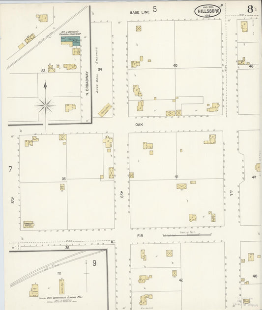 Sanborn Fire Insurance Map from Hillsboro, Washington County, Oregon (1902), Sheet #0008 - Historic Sanborn Fire Insurance Map Print, vintage old map wall art, antique decor, genealogy gift, Oregon Oregon map