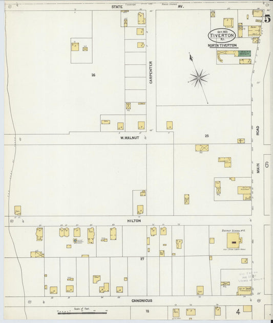 Sanborn Fire Insurance Map from Tiverton, Newport County, Rhode Island (1902), Sheet #0005 - Historic Sanborn Fire Insurance Map Print, vintage old map wall art, antique decor, genealogy gift, Rhode Island Rhode Island map