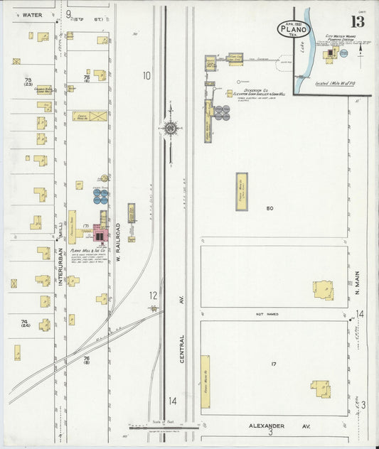 Sanborn Fire Insurance Map from Plano, Collin County, Texas (1921), Sheet #0013 - Historic Sanborn Fire Insurance Map Print, vintage old map wall art, antique decor, genealogy gift, Texas Texas map