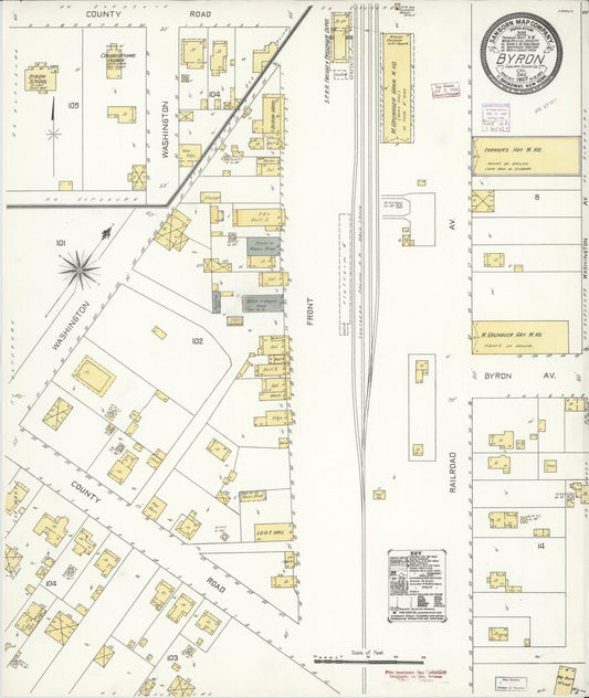 Sanborn Fire Insurance Map from Byron, Contra Costa County, California (1907), Sheet #0001 - Historic Sanborn Fire Insurance Map Print, vintage old map wall art, antique decor, genealogy gift, California California map