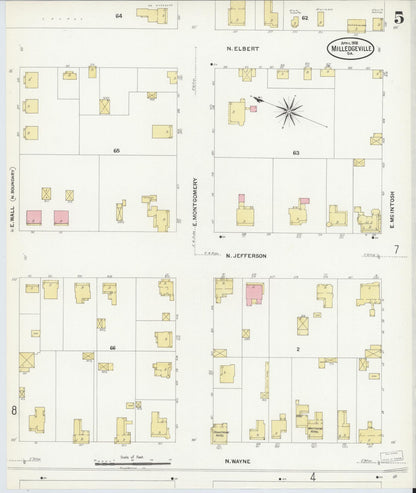 Sanborn Fire Insurance Map from Milledgeville, Baldwin County, Georgia (1908), Sheet #0005 - Complete Map Set gallery image, historic Sanborn map, vintage wall art, Georgia Georgia