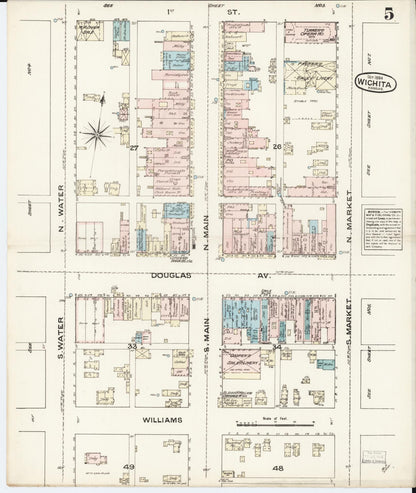 Sanborn Fire Insurance Map from Wichita, Sedgwick County, Kansas (1884), Sheet #0005 - Complete Map Set gallery image, historic Sanborn map, vintage wall art, Kansas Kansas