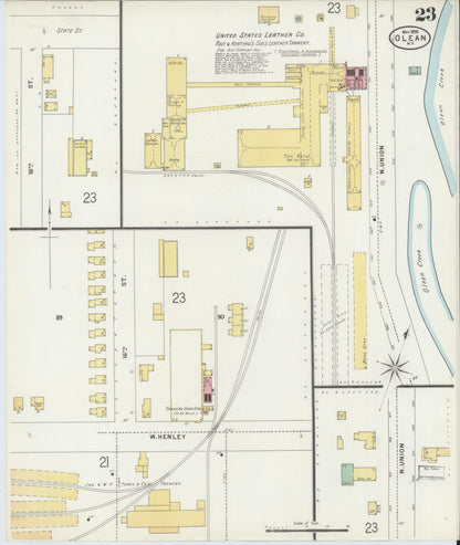Sanborn Fire Insurance Map from Olean, Cattaraugus County, New York (1898), Sheet #0023 - Historic Sanborn Fire Insurance Map Print, vintage old map wall art, antique decor, genealogy gift, New York New York map
