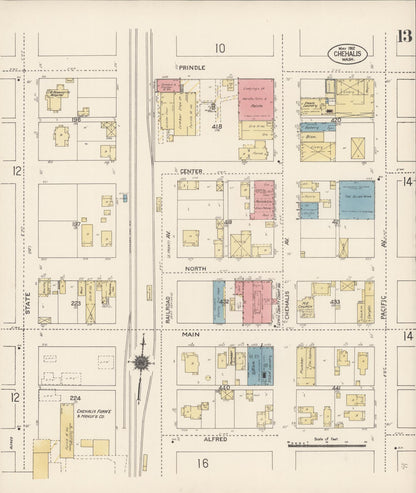 Sanborn Fire Insurance Map from Chehalis, Lewis County, Washington (1912), Sheet #0013 - Complete Map Set gallery image, historic Sanborn map, vintage wall art, Washington Washington