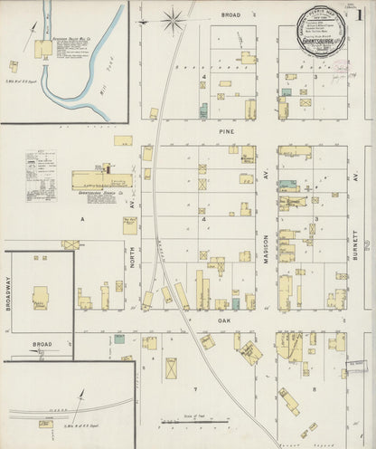 Sanborn Fire Insurance Map from Grantsburg, Burnett County, Wisconsin (1894), Sheet #0001 - Historic Sanborn Fire Insurance Map Print, vintage old map wall art, antique decor, genealogy gift, Wisconsin Wisconsin map