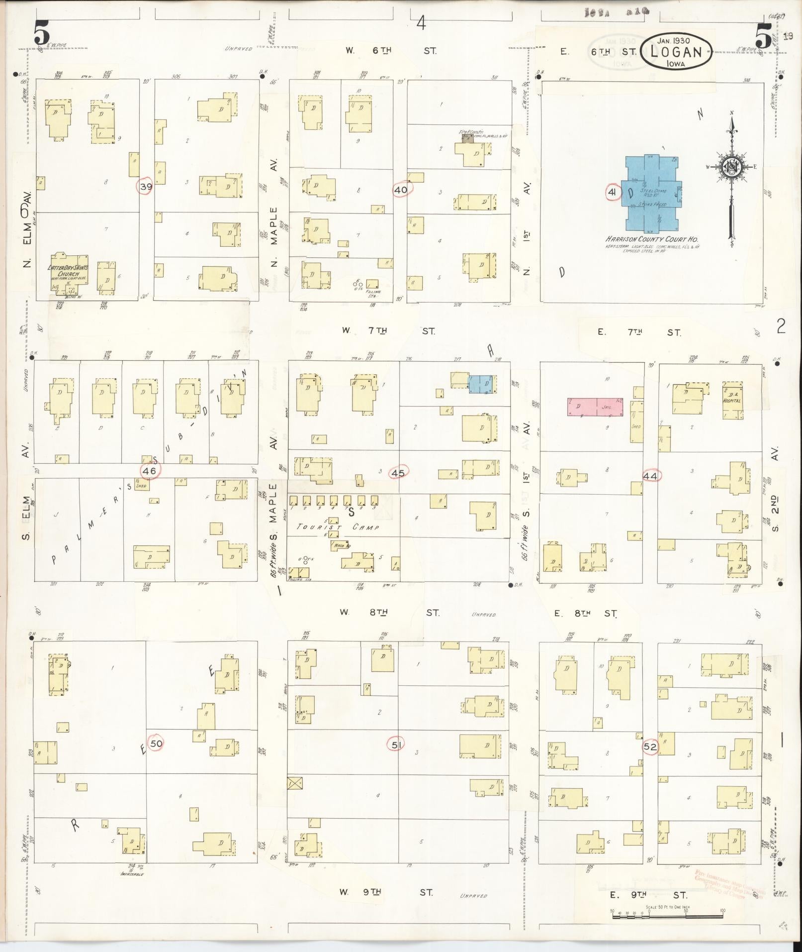 Sanborn Fire Insurance Map from Logan, Harrison County, Iowa (1934), Sheet #0005 - Historic Sanborn Fire Insurance Map Print