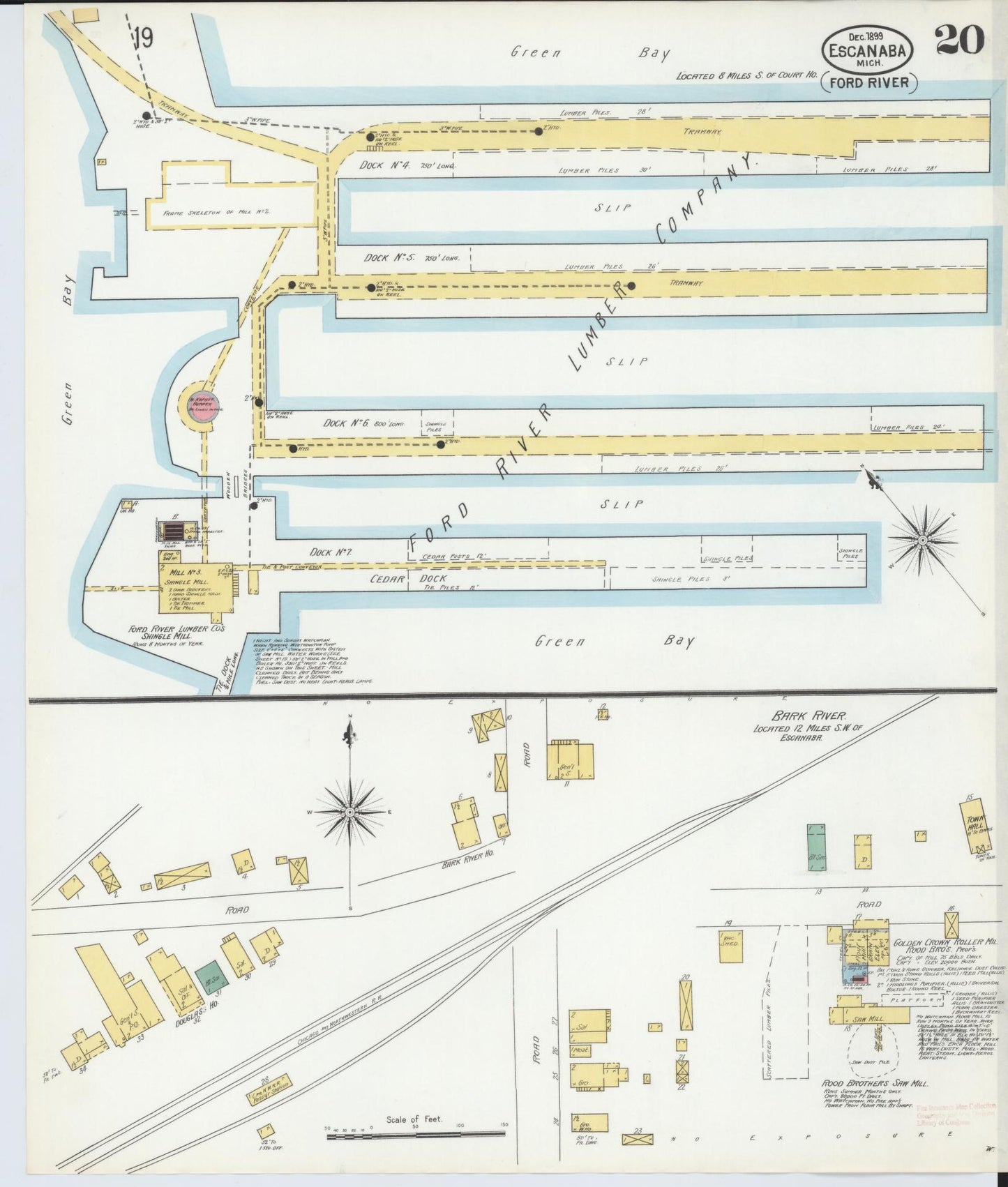 Sanborn Fire Insurance Map from Escanaba, Delta County, Michigan (1899), Sheet #0020 - Complete Map Set gallery image, historic Sanborn map, vintage wall art, Michigan Michigan