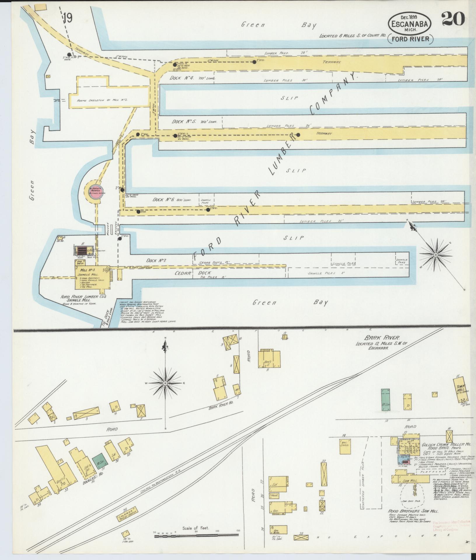 Sanborn Fire Insurance Map from Escanaba, Delta County, Michigan (1899), Sheet #0020 - Complete Map Set gallery image, historic Sanborn map, vintage wall art, Michigan Michigan