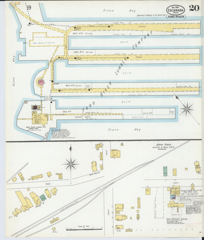 Sanborn Fire Insurance Map from Escanaba, Delta County, Michigan (1899), Sheet #0020 - Complete Map Set gallery image, historic Sanborn map, vintage wall art, Michigan Michigan