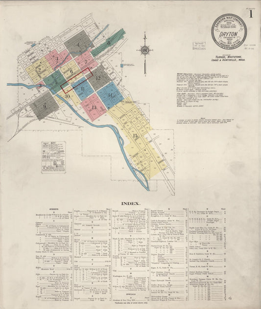 Sanborn Fire Insurance Map from Dayton, Columbia County, Washington (1916), Sheet #0001 - Historic Sanborn Fire Insurance Map Print, vintage old map wall art, antique decor, genealogy gift, Washington Washington map