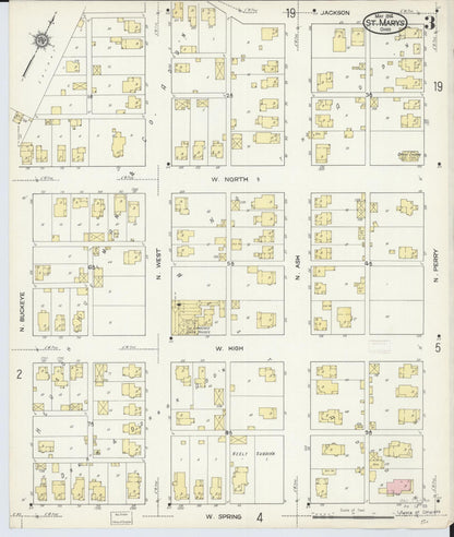 Sanborn Fire Insurance Map from Saint Marys, Auglaize County, Ohio (1914), Sheet #0003 - Complete Map Set gallery image, historic Sanborn map, vintage wall art, Ohio Ohio
