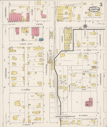Sanborn Fire Insurance Map from Lovington, Moultrie County, Illinois (1922), Sheet #0003 - Historic Sanborn Fire Insurance Map Print, vintage old map wall art, antique decor, genealogy gift, Illinois Illinois map