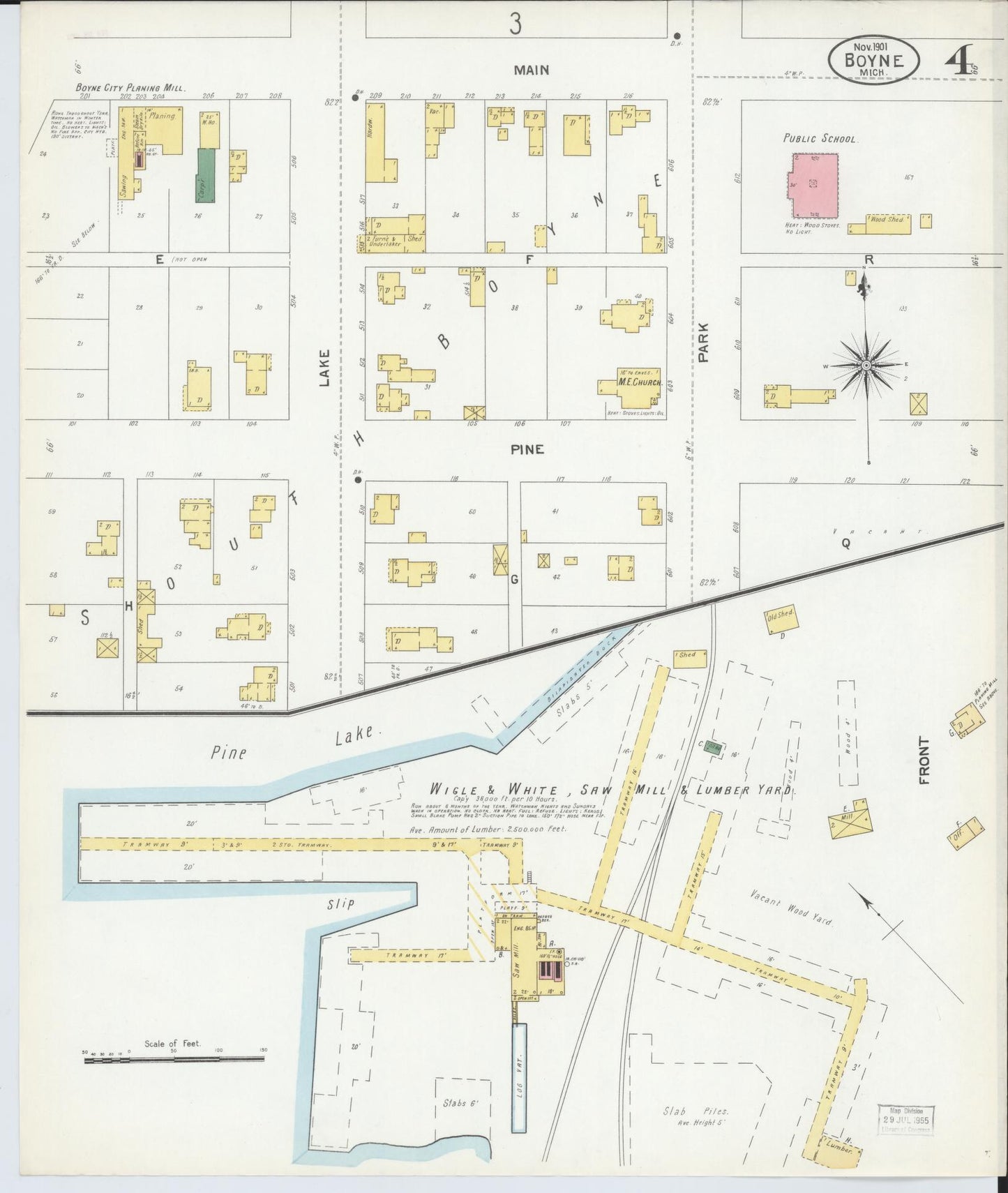 Sanborn Fire Insurance Map from Boyne City, Charlevoix County, Michigan (1901), Sheet #0004 - Complete Map Set gallery image, historic Sanborn map, vintage wall art, Michigan Michigan