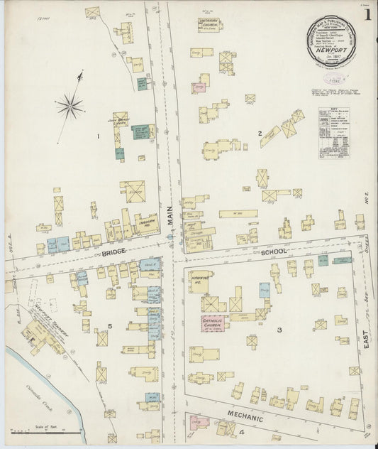 Sanborn Fire Insurance Map from Newport, Herkimer County, New York (1887), Sheet #0001 - Complete Map Set gallery image, historic Sanborn map, vintage wall art, New York New York