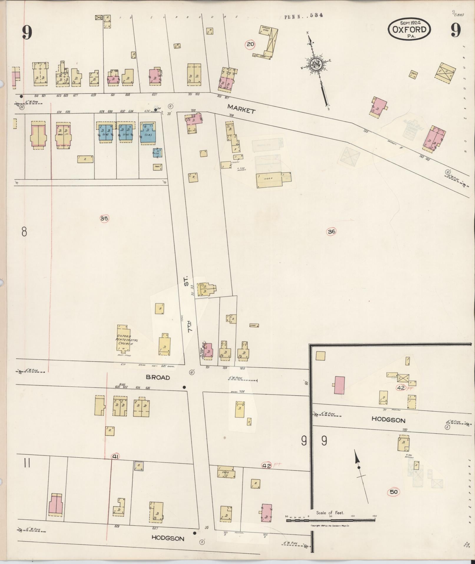 Sanborn Fire Insurance Map from Oxford, Chester County, Pennsylvania (1940), Sheet #0009 - Complete Map Set gallery image, historic Sanborn map, vintage wall art, Pennsylvania Pennsylvania