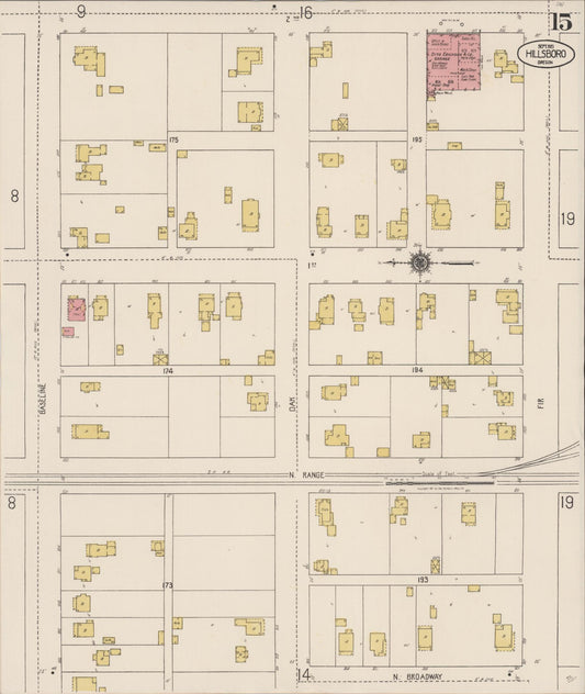 Sanborn Fire Insurance Map from Hillsboro, Washington County, Oregon (1921), Sheet #0015 - Historic Sanborn Fire Insurance Map Print, vintage old map wall art, antique decor, genealogy gift, Oregon Oregon map