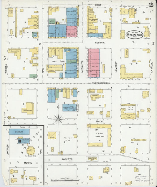 Sanborn Fire Insurance Map from Mineral Wells, Palo Pinto County, Texas (1900), Sheet #0002 - Historic Sanborn Fire Insurance Map Print, vintage old map wall art, antique decor, genealogy gift, Texas Texas map