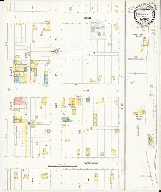 Sanborn Fire Insurance Map from Kirwin, Phillips County, Kansas (1899), Sheet #0001 - Complete Map Set gallery image, historic Sanborn map, vintage wall art, Kansas Kansas
