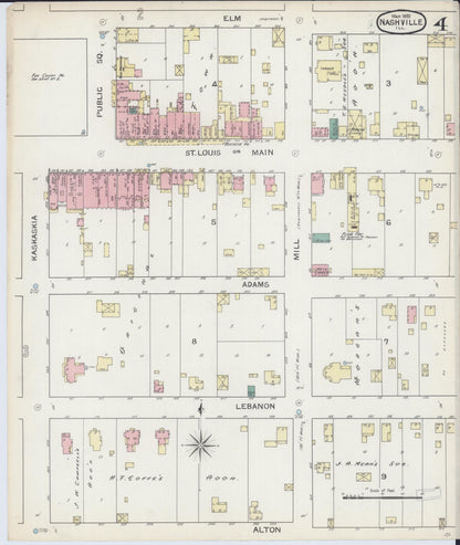 Sanborn Fire Insurance Map from Nashville, Washington County, Illinois (1893), Sheet #0004 - Complete Map Set gallery image, historic Sanborn map, vintage wall art, Illinois Illinois