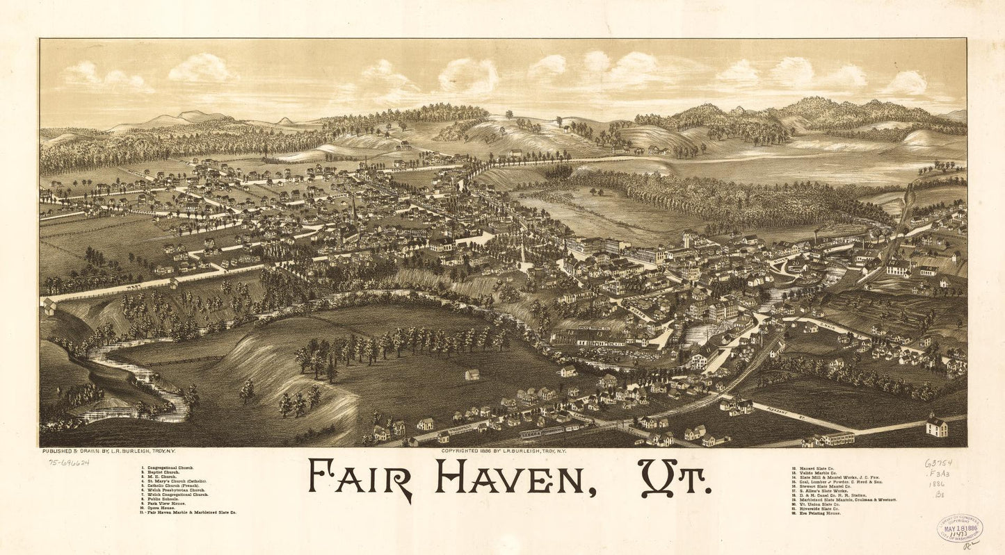 Fair Haven, Vt. (1886) – Historic Bird’s-Eye View Panorama Print