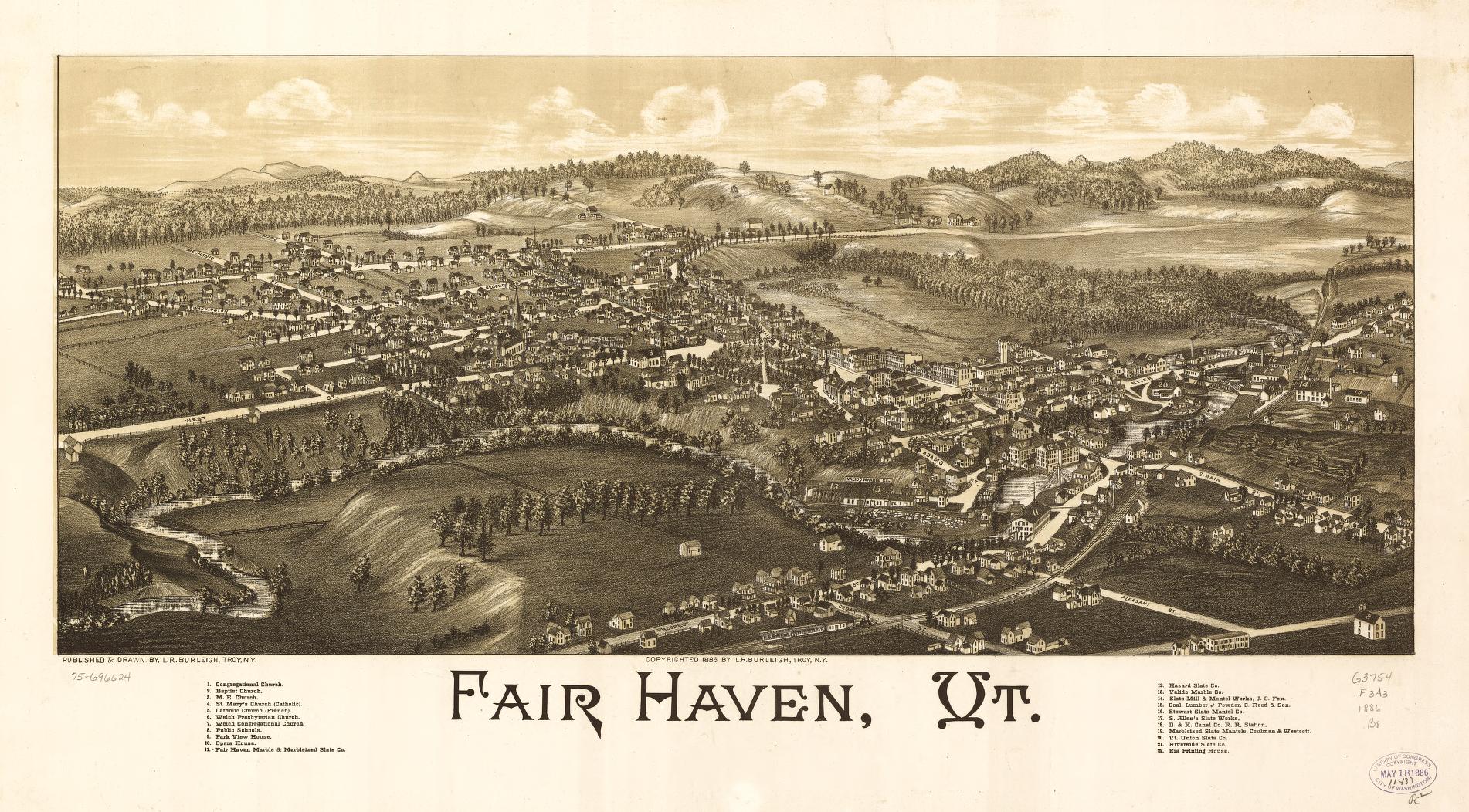 Fair Haven, Vt. (1886) – Historic Bird’s-Eye View Panorama Print