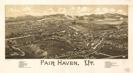 Fair Haven, Vt. (1886) – Historic Bird’s-Eye View Panorama Print