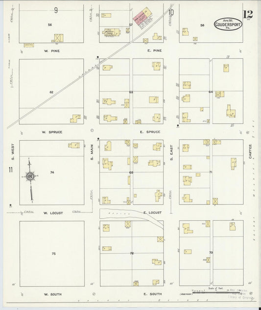 Sanborn Fire Insurance Map from Coudersport, Potter County, Pennsylvania (1911), Sheet #0012 - Historic Sanborn Fire Insurance Map Print, vintage old map wall art, antique decor, genealogy gift, Pennsylvania Pennsylvania map