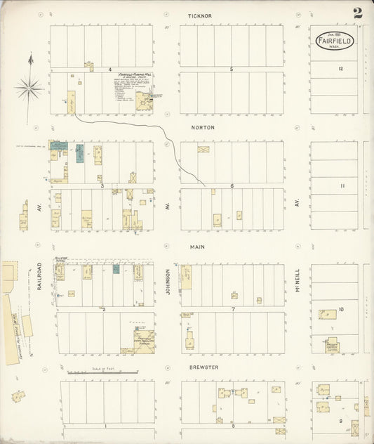 Sanborn Fire Insurance Map from Fairfield, Spokane County, Washington (1899), Sheet #0002 - Historic Sanborn Fire Insurance Map Print, vintage old map wall art, antique decor, genealogy gift, Washington Washington map